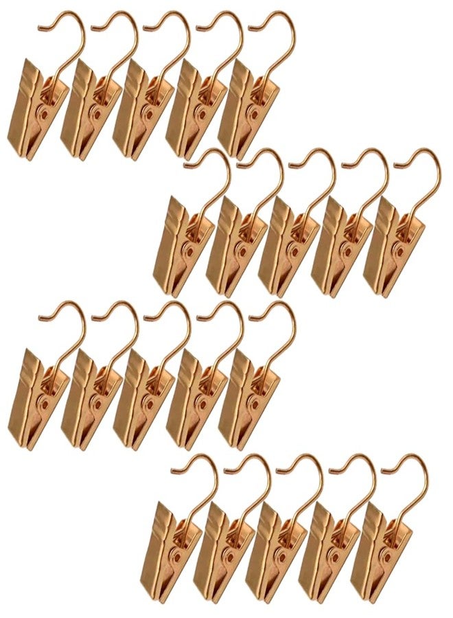 Much Hotter 20 Pack Small Heavy-Duty Hook Clip Set Metal Curtain Hangers Clips for Clip Photo Home Decoration Art Craft Display (Gold) - Image 1